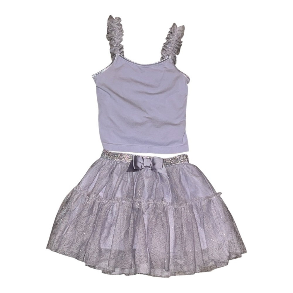 H&M Lilac Glitter Ruffle Tulle Tank Top & Tutu Skirt Set – Size 3–4T